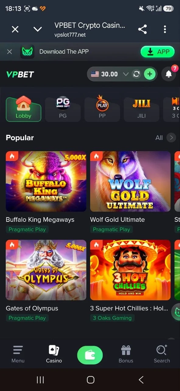 VPBET Live Verified Slot Lobby Dashboard